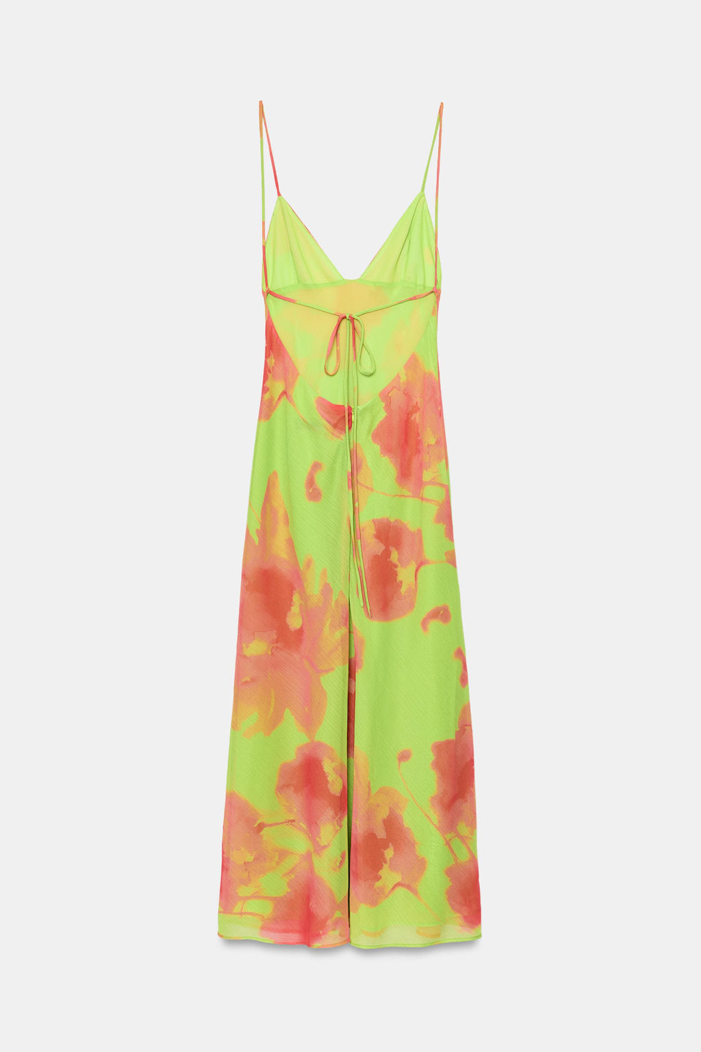 VESTIDO MIDI TIRANTES ESTAMPADO / naranja-verde - Zara фото 6