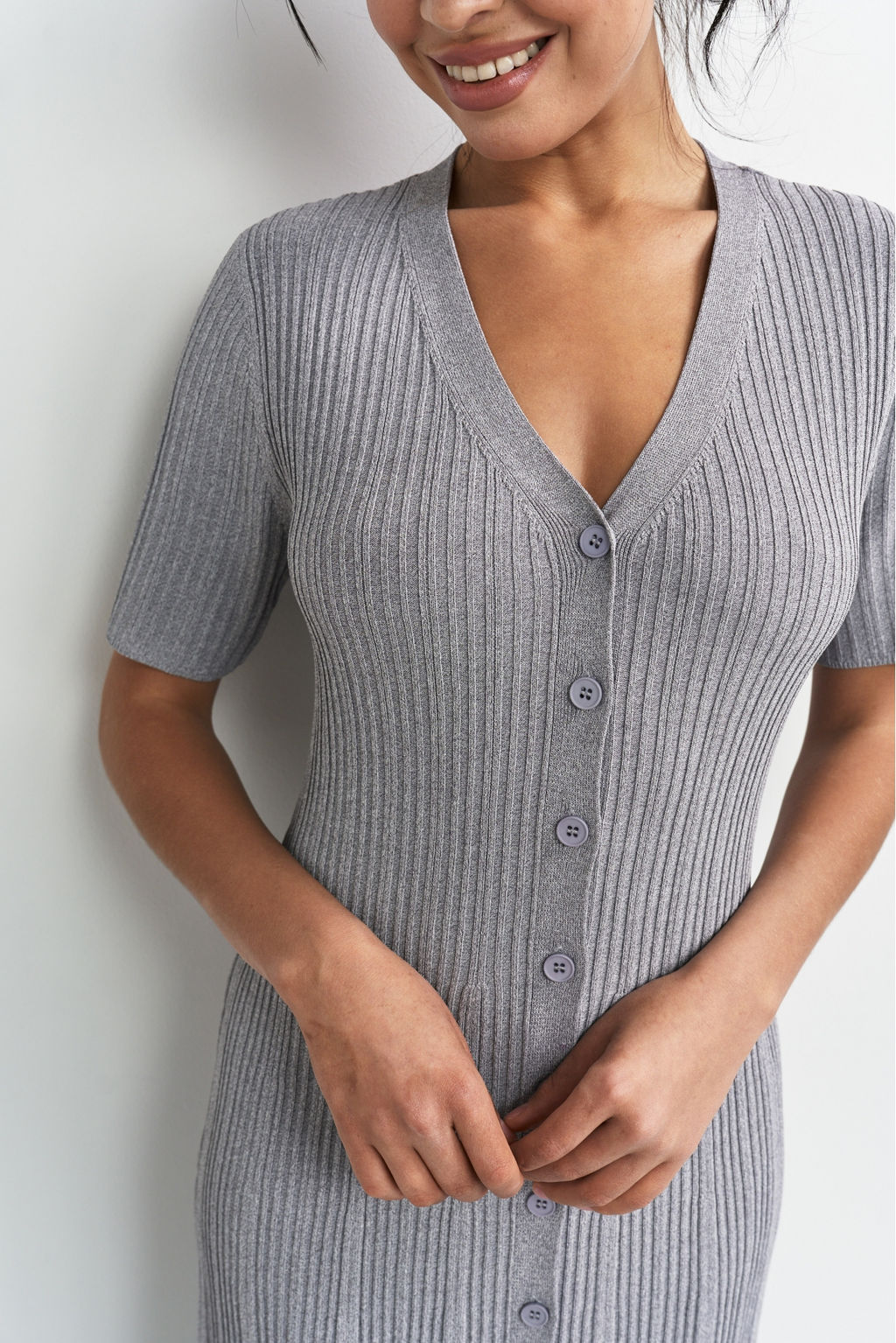 Платье трикотажное на пуговицах Серый - Erist store фото 3