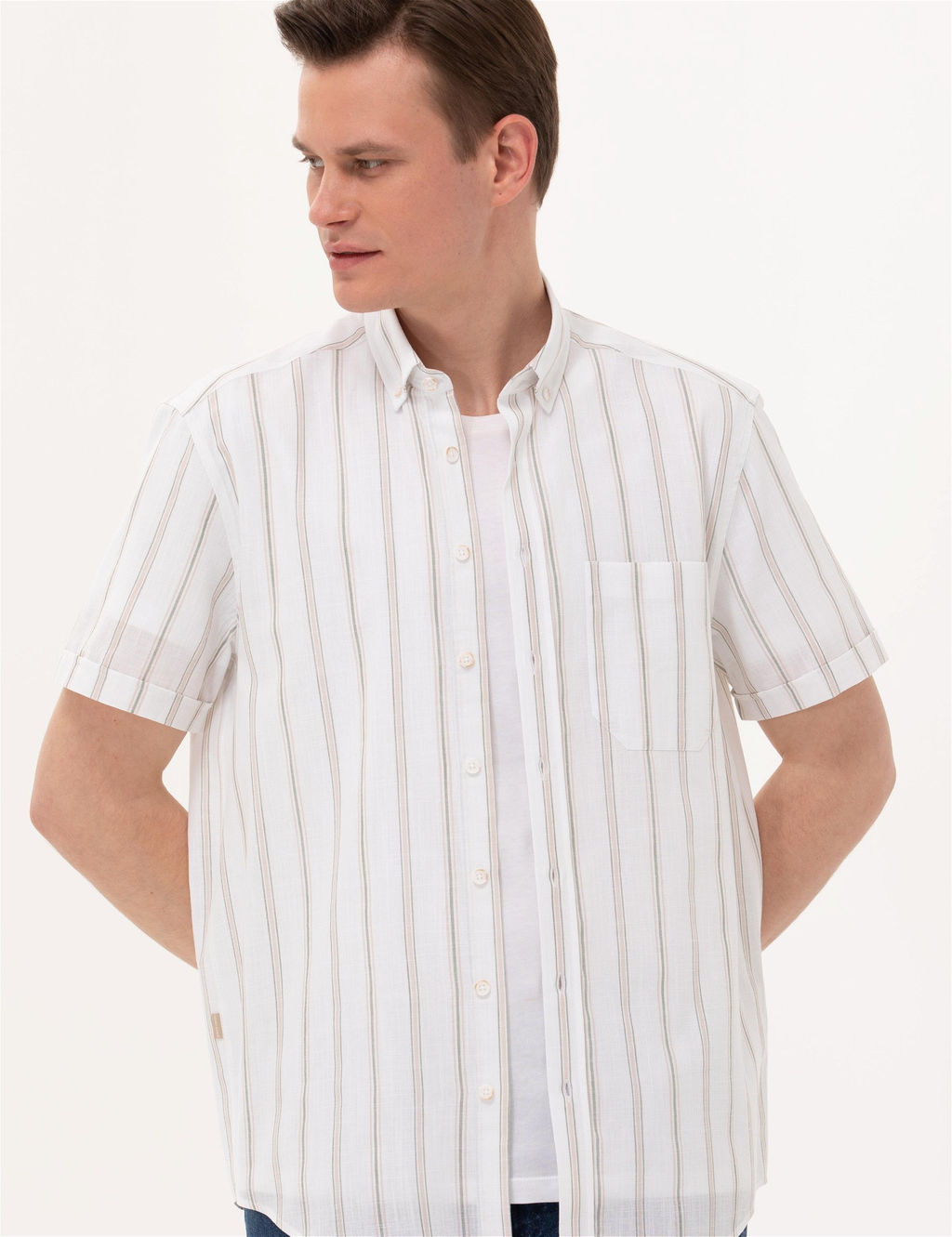 Haki Comfort Fit K_sa Kollu G_mlek