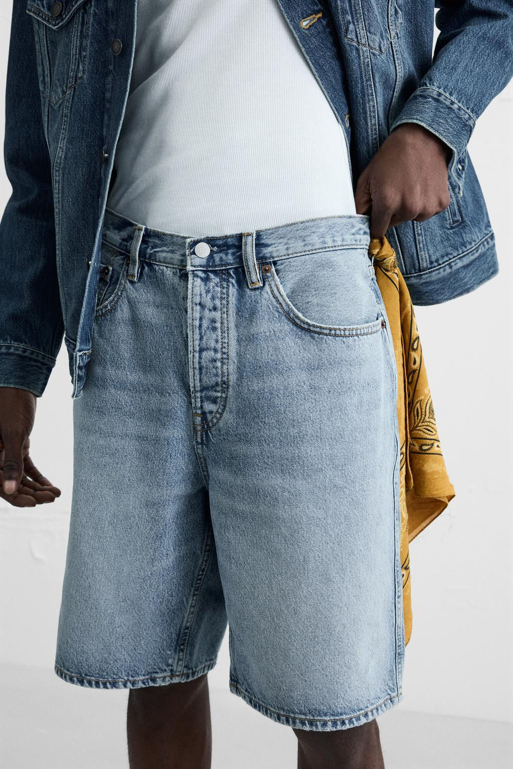 STRAIGHT-LEG DENIM BERMUDA SHORTS - Zara фото 7