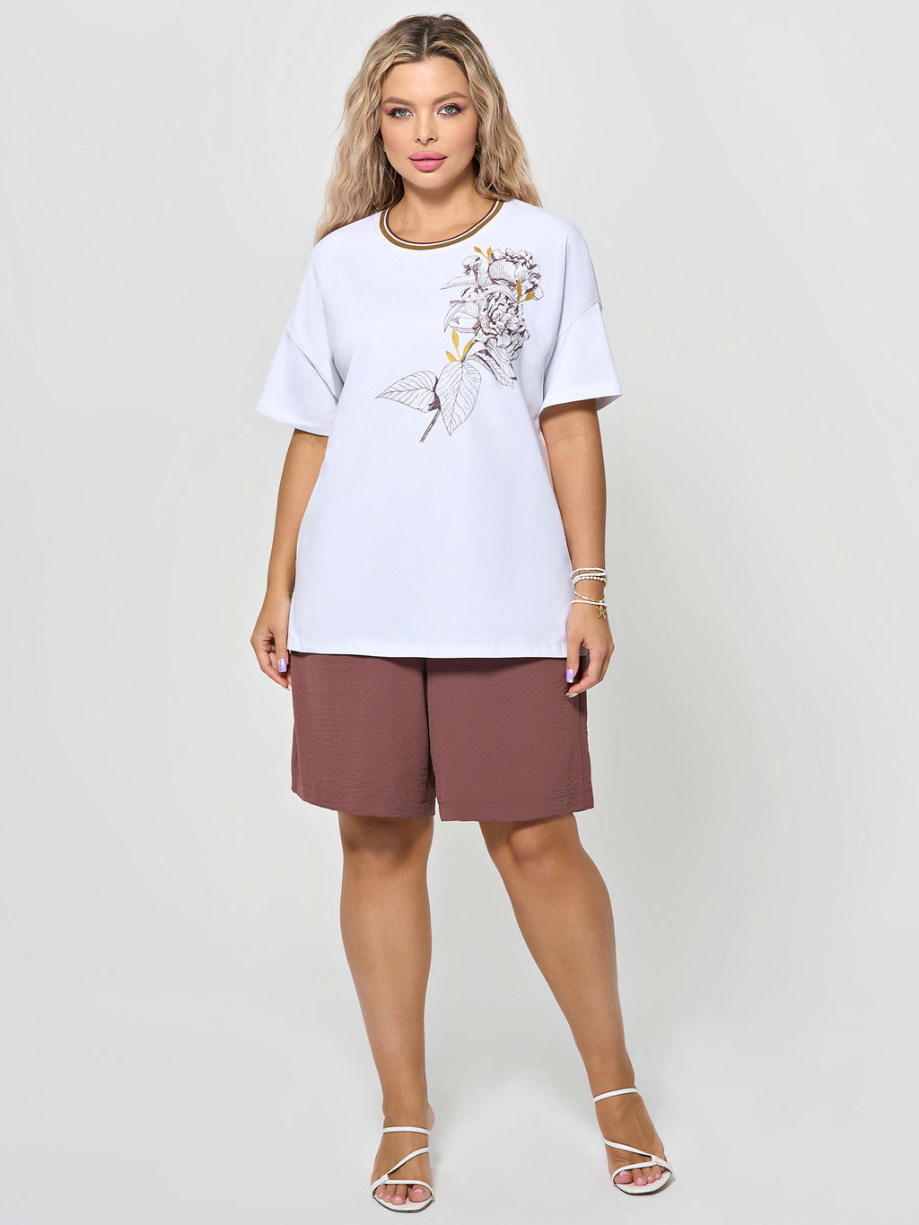 Футболка 0087-18 белый мрамор - Dora фото 20