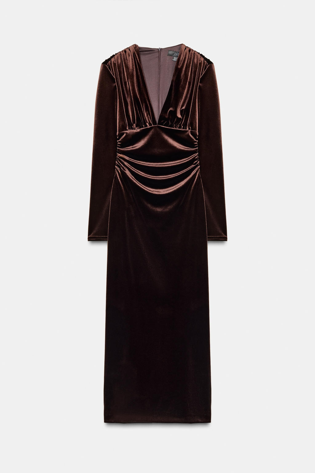 DRAPED VELVET MIDI DRESS - Zara фото 12