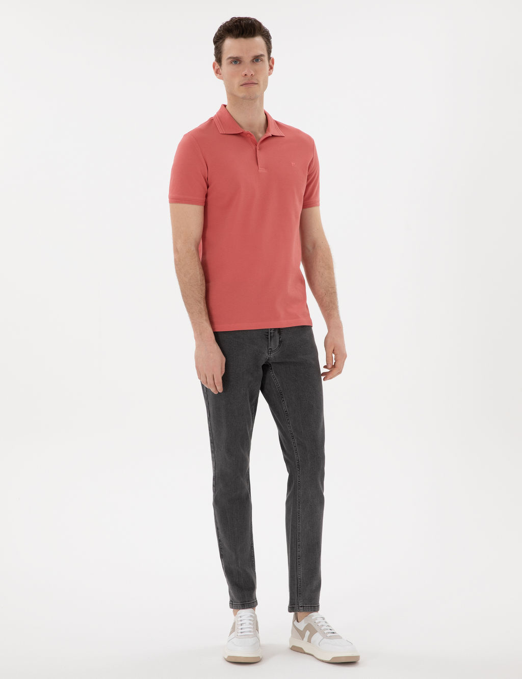 Mercan Slim Fit %100 Pamuk Polo Yaka Basic Ti__rt