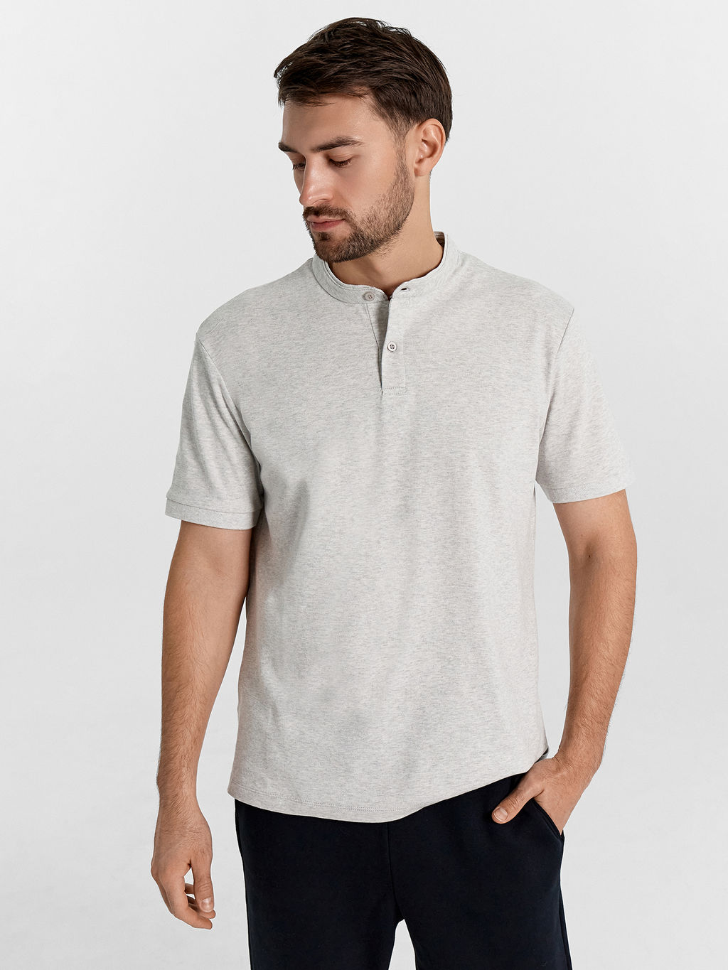 Поло мужское в цвете светло-серый меланж св.серый меланж 111849/1