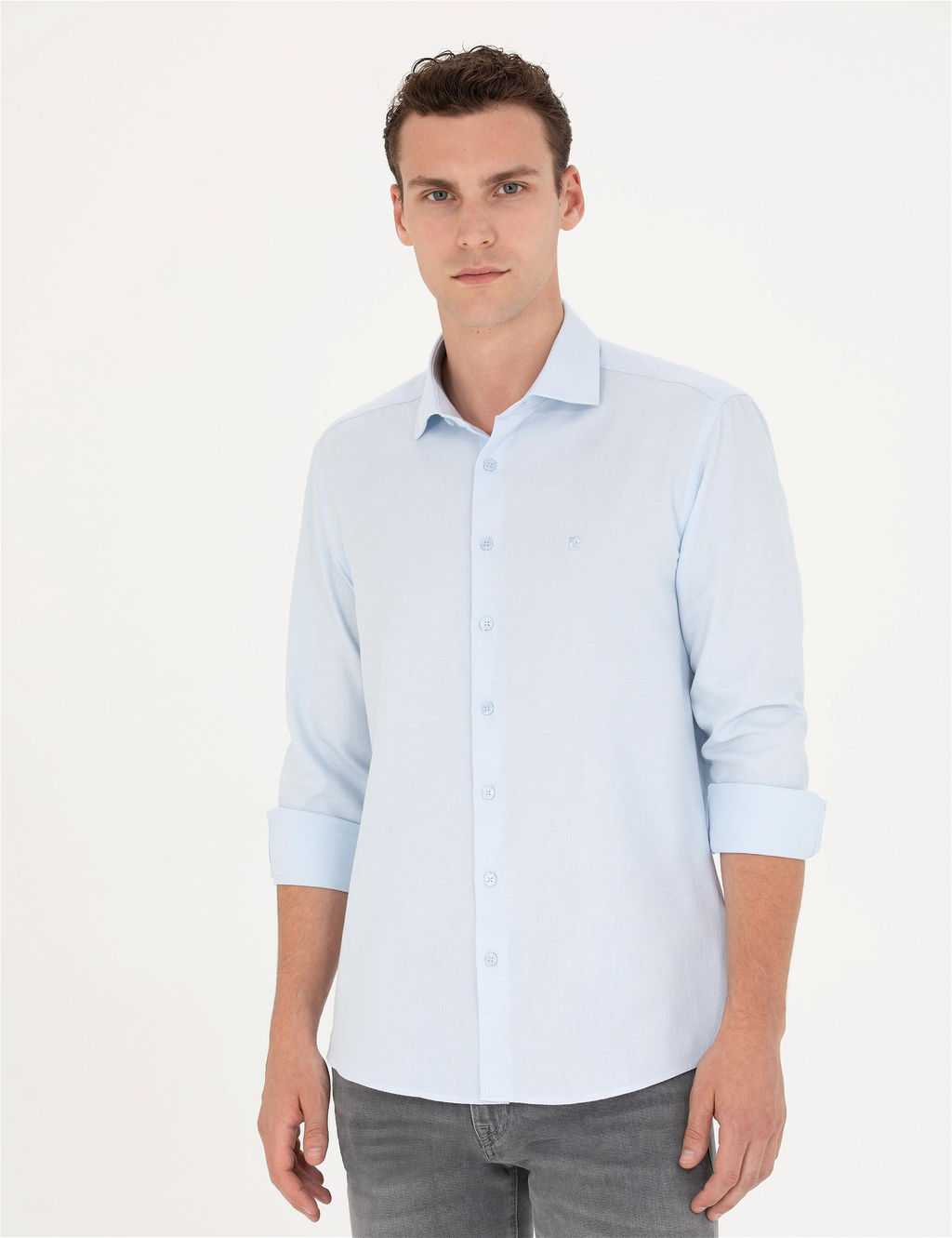 A__k Mavi Slim Fit Uzun Kollu G_mlek - Pierre cardin фото 3