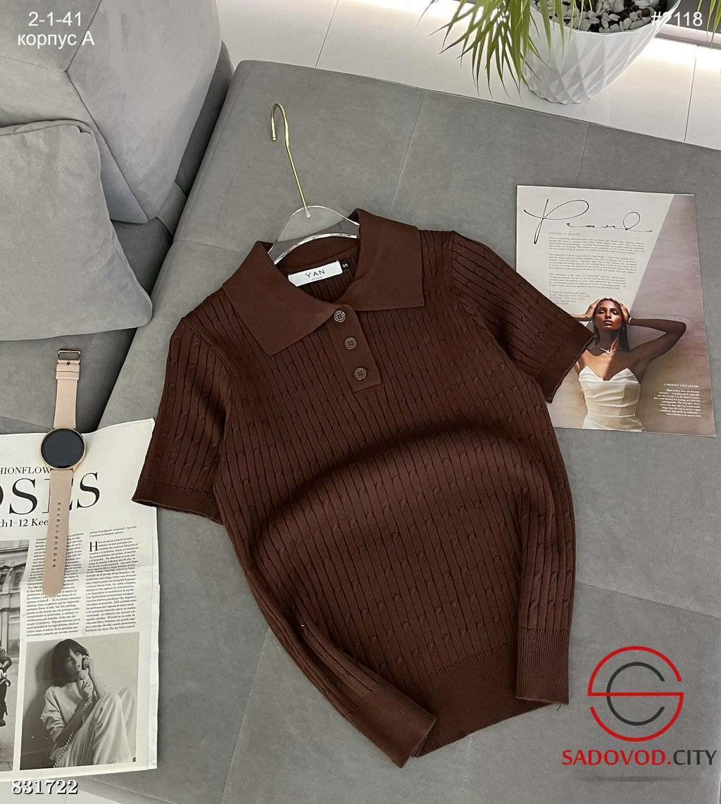 Женская футболка поло однотонная