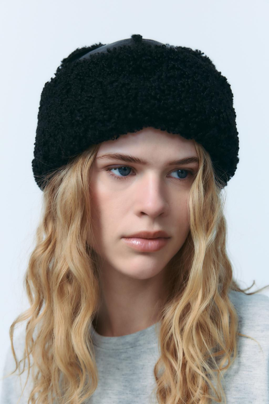 DOUBLE-FACED FAUX SHEARLING HAT - Zara фото 2