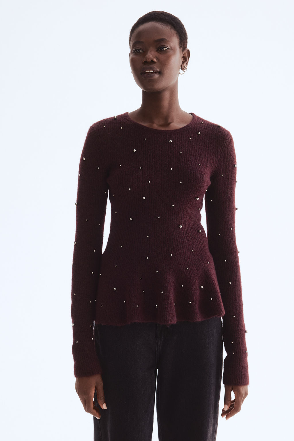Top de peplum con cuentas decorativas - H&m фото 4