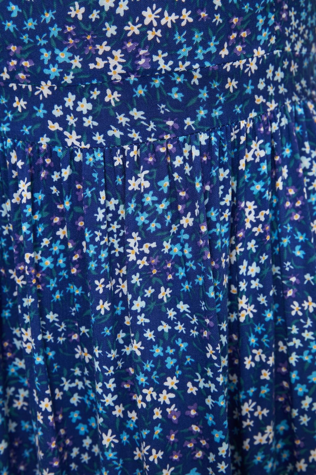 TRENDYOLMILLA Lacivert Cicek Desenli Kare Yaka A Kesim Viskon Midi Dokuma Elbise TWOSS20EL3331  фото 15