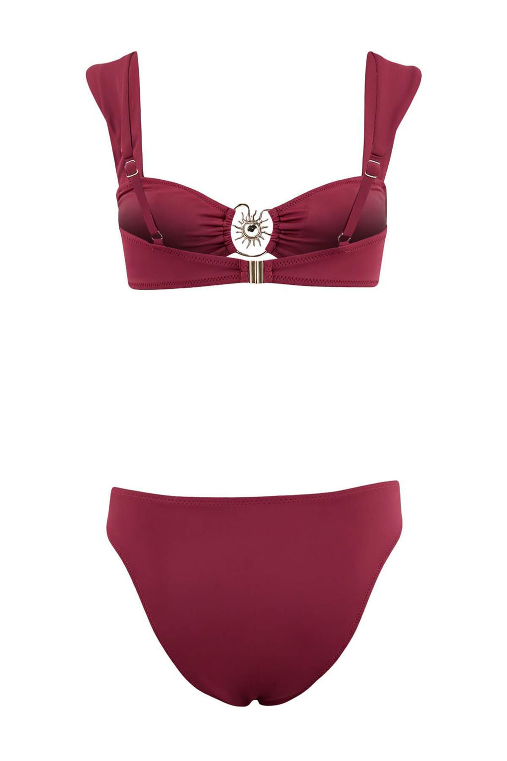 Bordo Bralette Kapl? Dokum Aksesuarl? Regular Normal Bel Bikini Tak?m? TBESS25BT00061