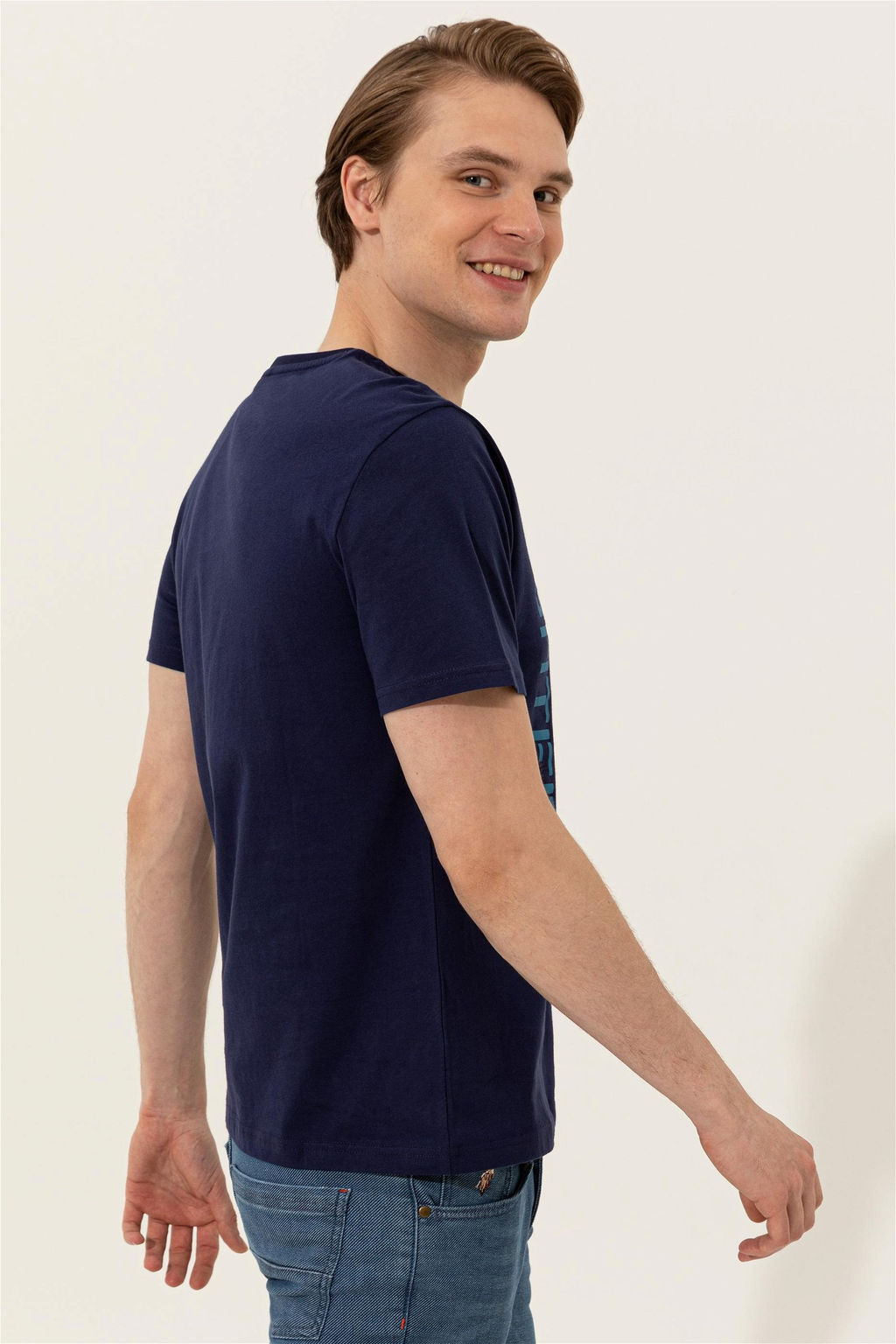 Мужская темно-синяя футболка с круглым вырезом - U.s. polo assn фото 11