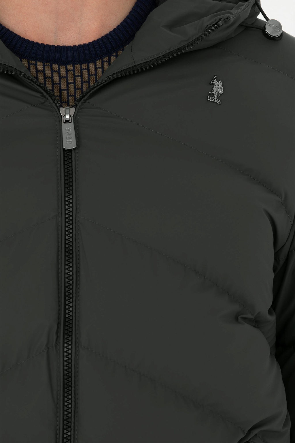 Мужская кожаная куртка цвета хаки Неожиданная скидка в корзине - U.s. polo assn фото 7