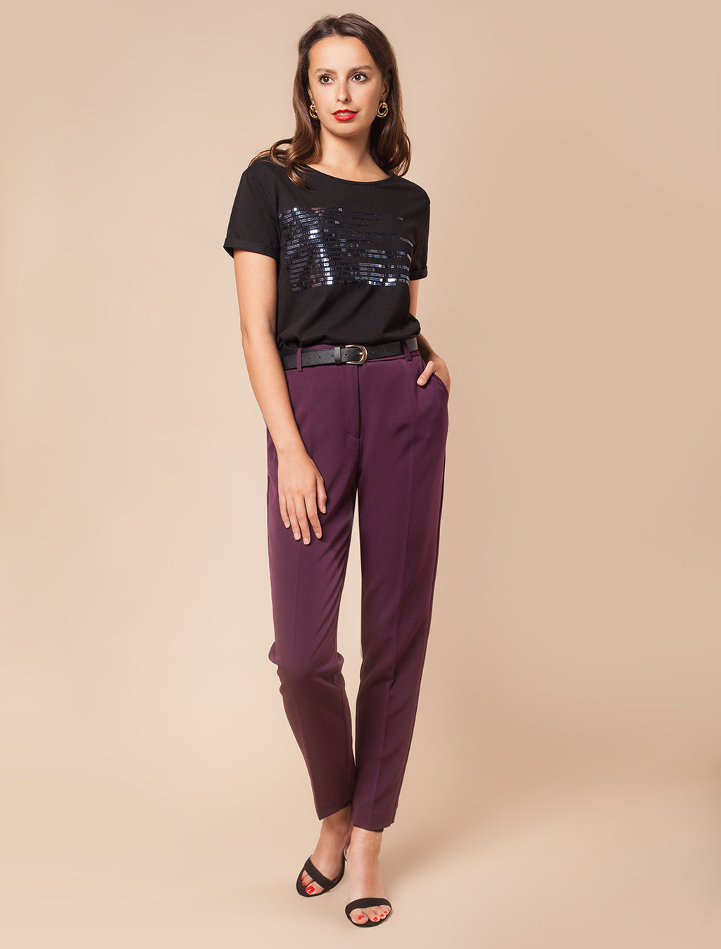 VILATTE / Футболка из хлопка с вышивкой пайетками  фото 5