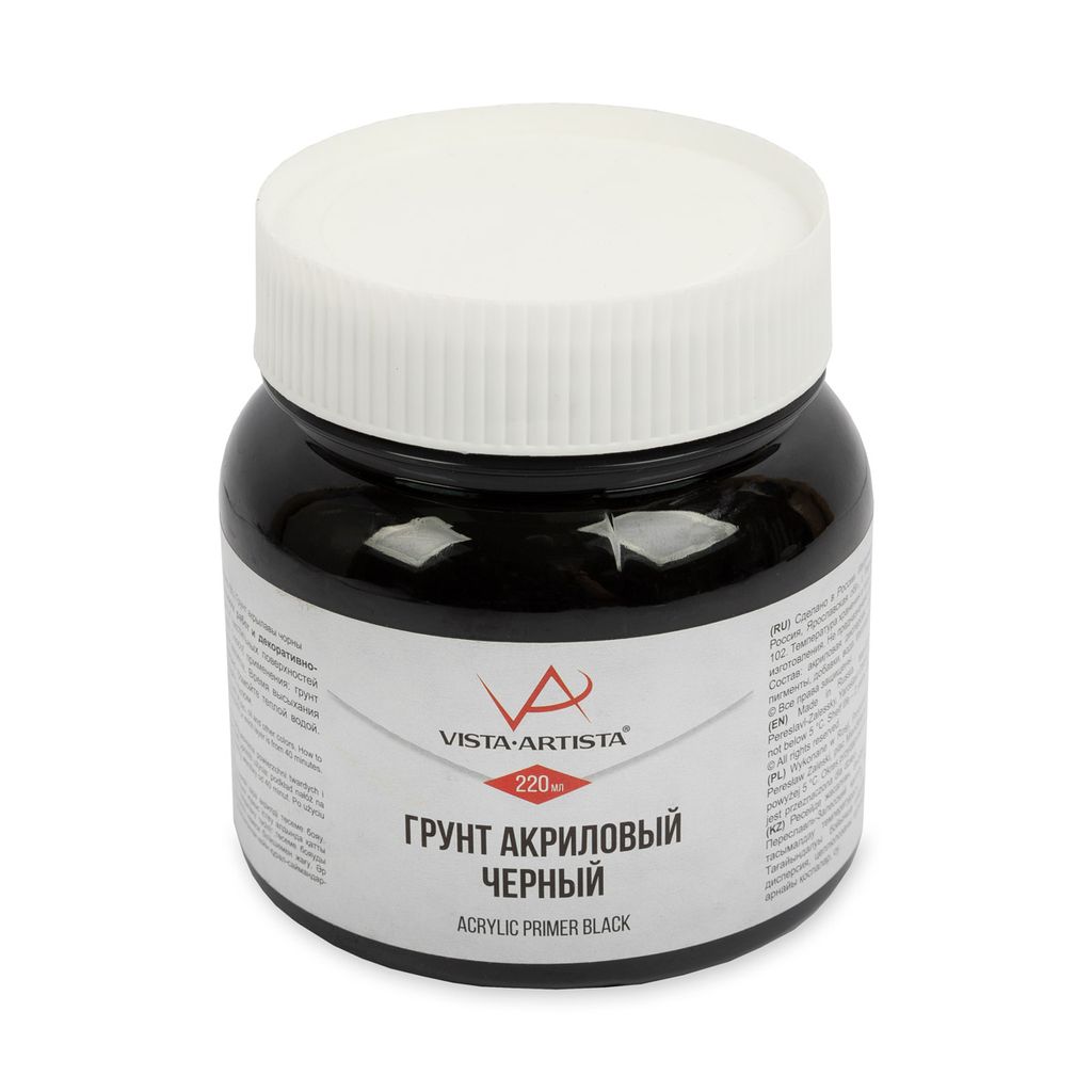 VISTA-ARTISTA Грунт акриловый черный VPAB-220 220 мл 4 шт