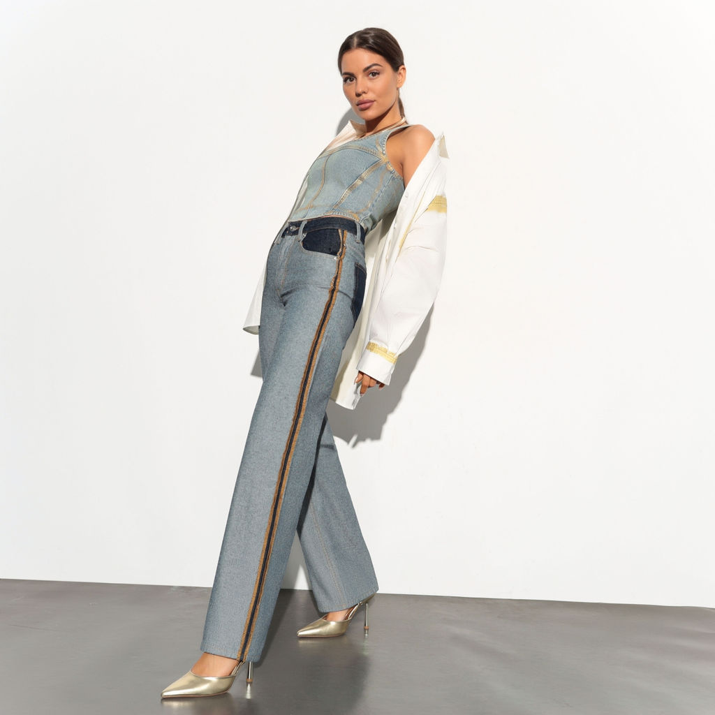 Джинсы прямые с эффектом изнанки, Matera (dark blue)