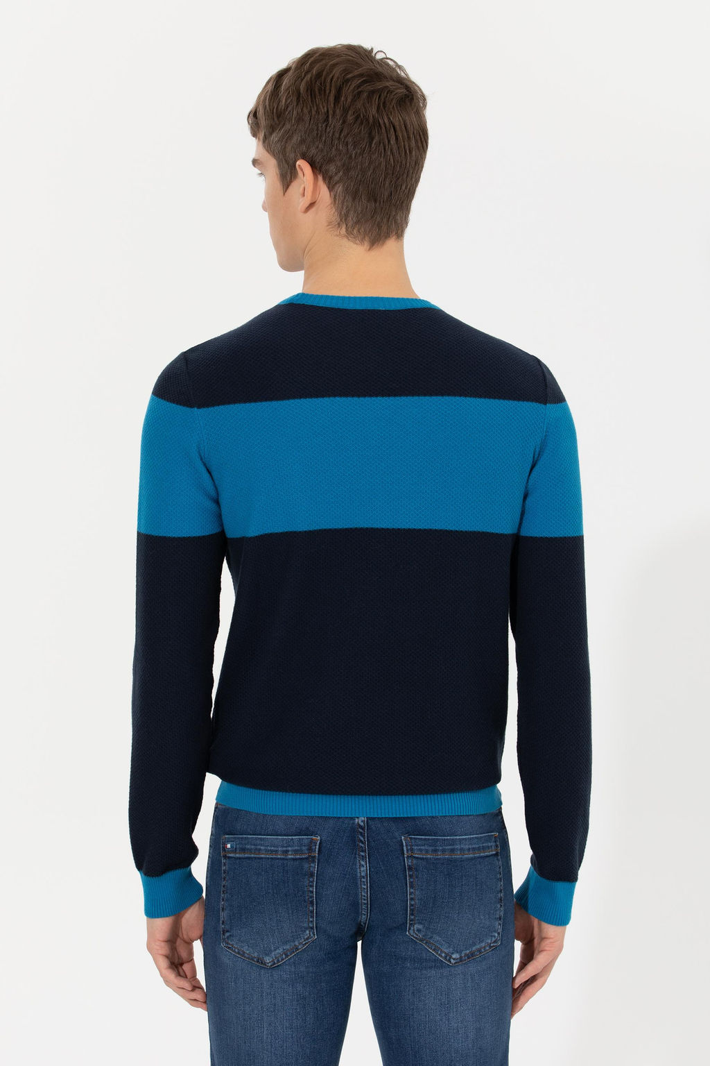 U. S. Polo Assn Мужской темно-синий трикотажный свитер с круглым вырезом - U.s. polo assn фото 5