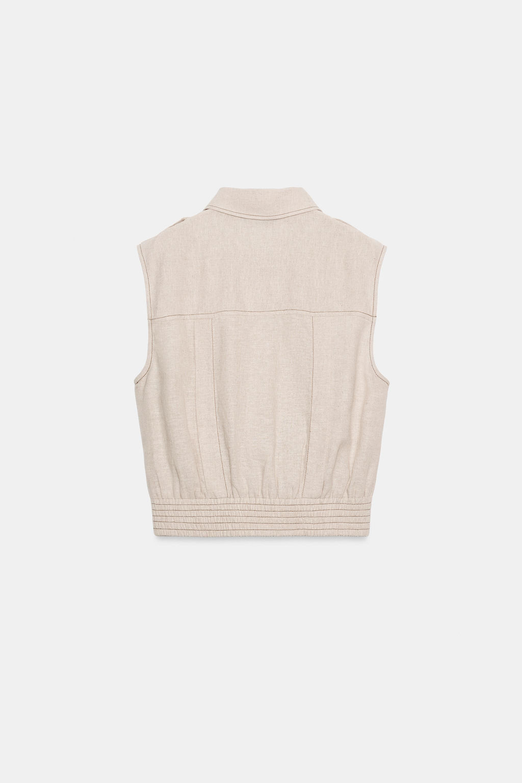 TOP PESPUNTES CON LINO / Beige claro