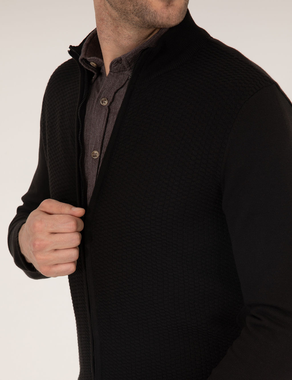 Siyah Slim Fit Fermuarl_ Triko H_rka