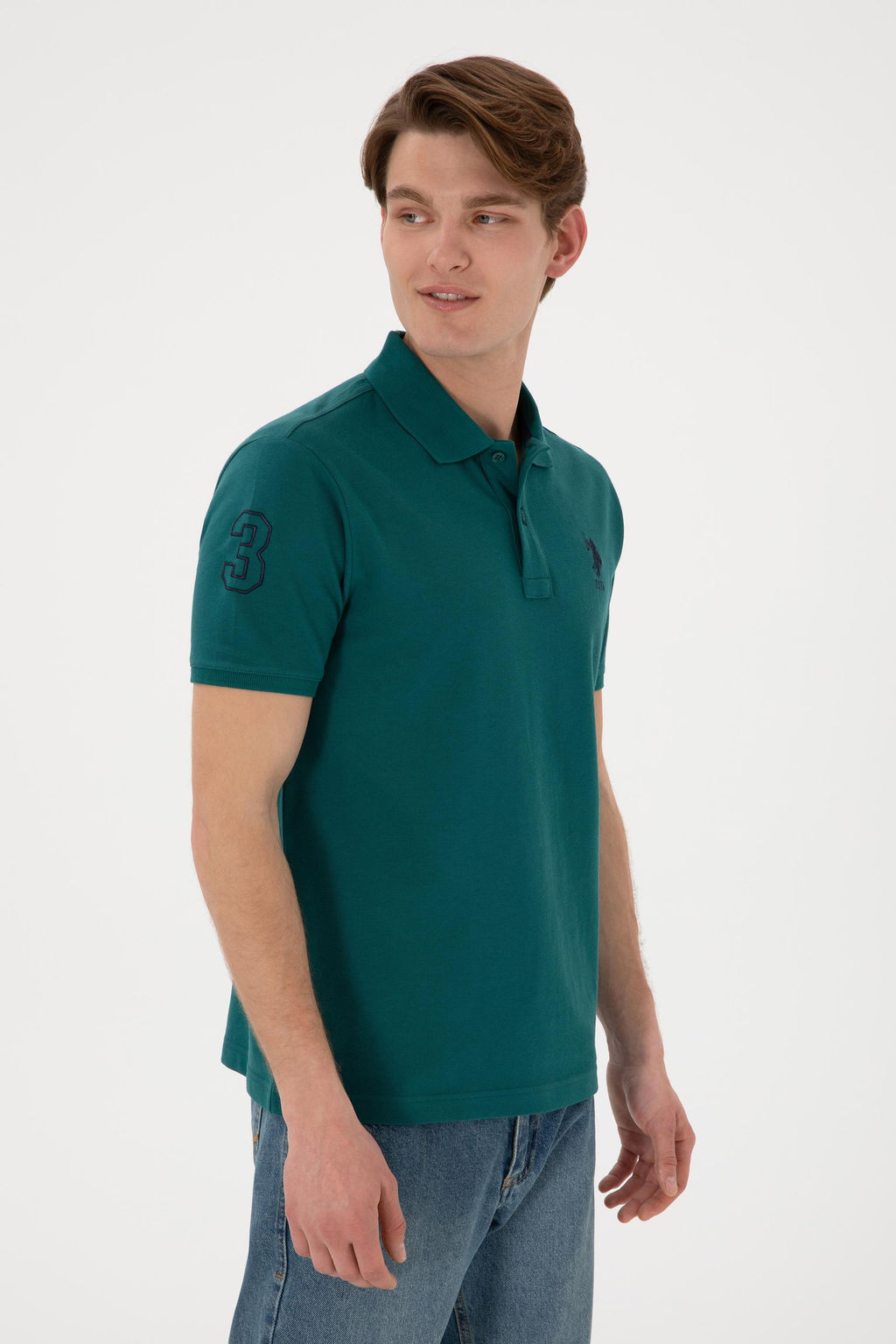 Erkek Slim Fit Polo Yaka Koyu Ye_il Basic Ti__rt Sepette S_rpriz _ndirim - U.s. polo assn фото 9