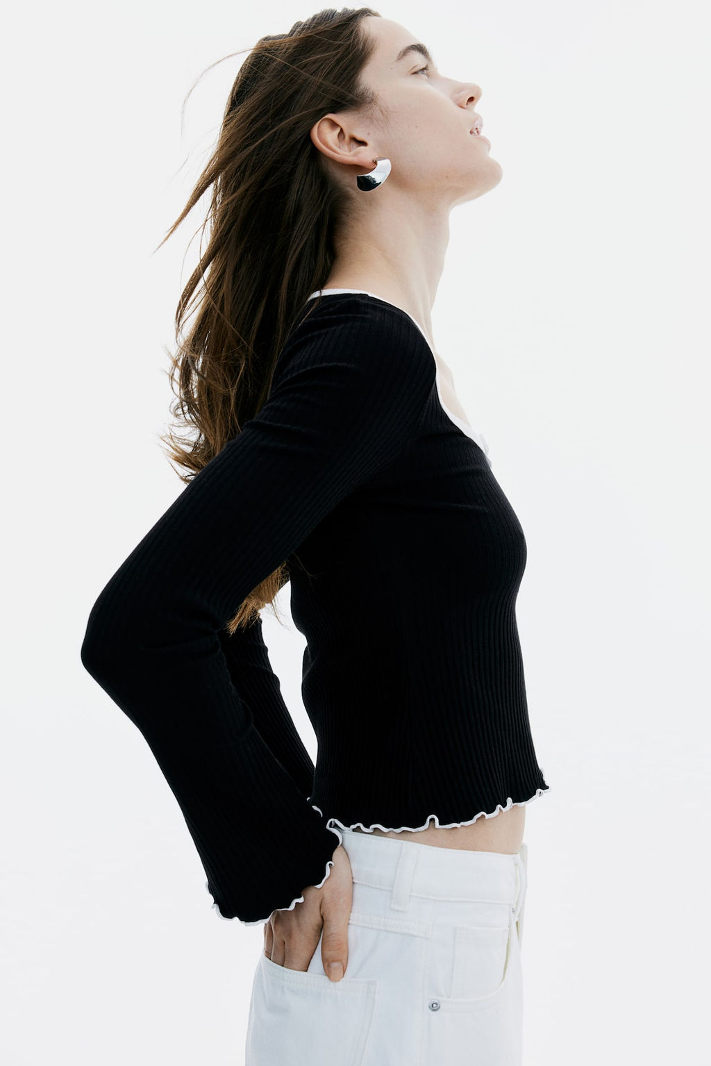 Top de canale con detalles sobrehilados - H&m фото 8