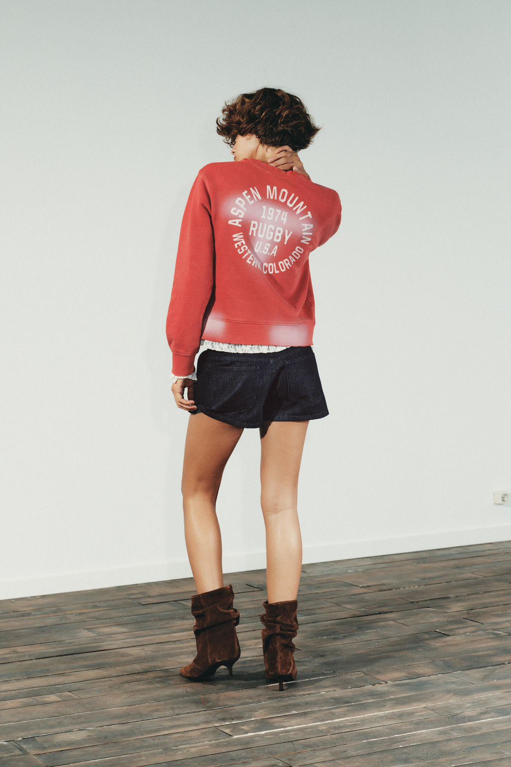 FADED-EFFECT SWEATSHIRT WITH SLOGAN