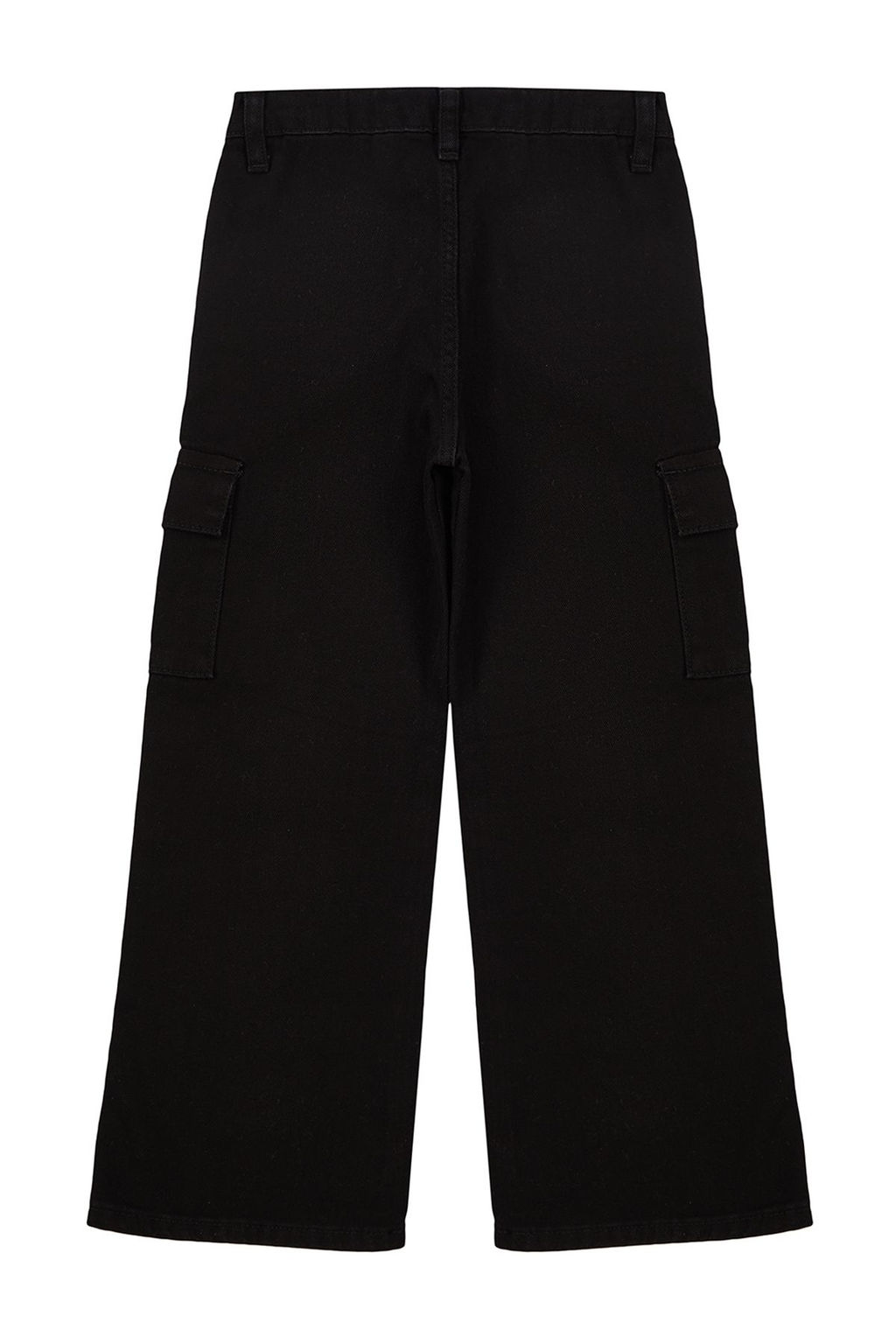 Siyah K?z Cocuk Wide Leg Kargo Cepli Pamuklu Denim Pantolon TKDSS24PL00001 - Trendyolmilla фото 6