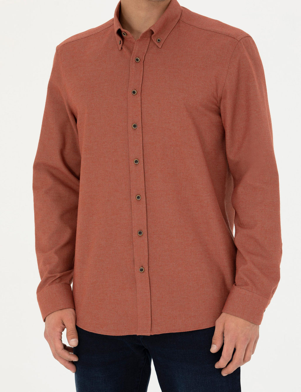Рубашка Pierre Cardin Slim Fit кирпичная из хлопка