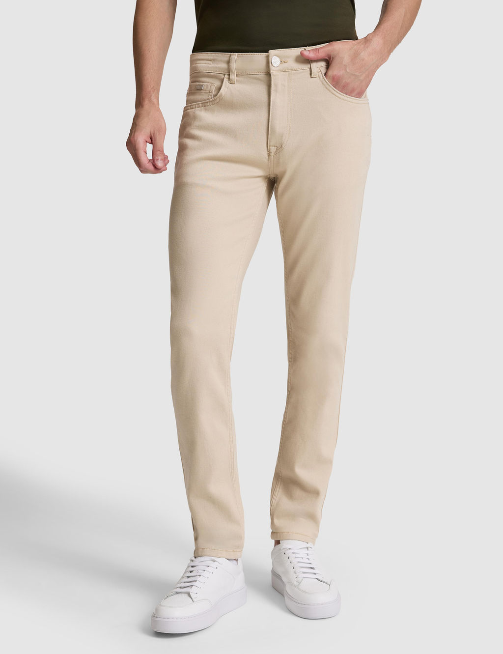 Bej Slim Fit Pamuk Kar___ml_ Jean Pantolon