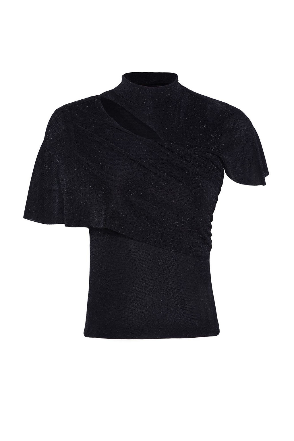 Trendyolmilla Siyah Drapeli Par?lt?l? Simli Orme Bluz TPRSS25BZ00012