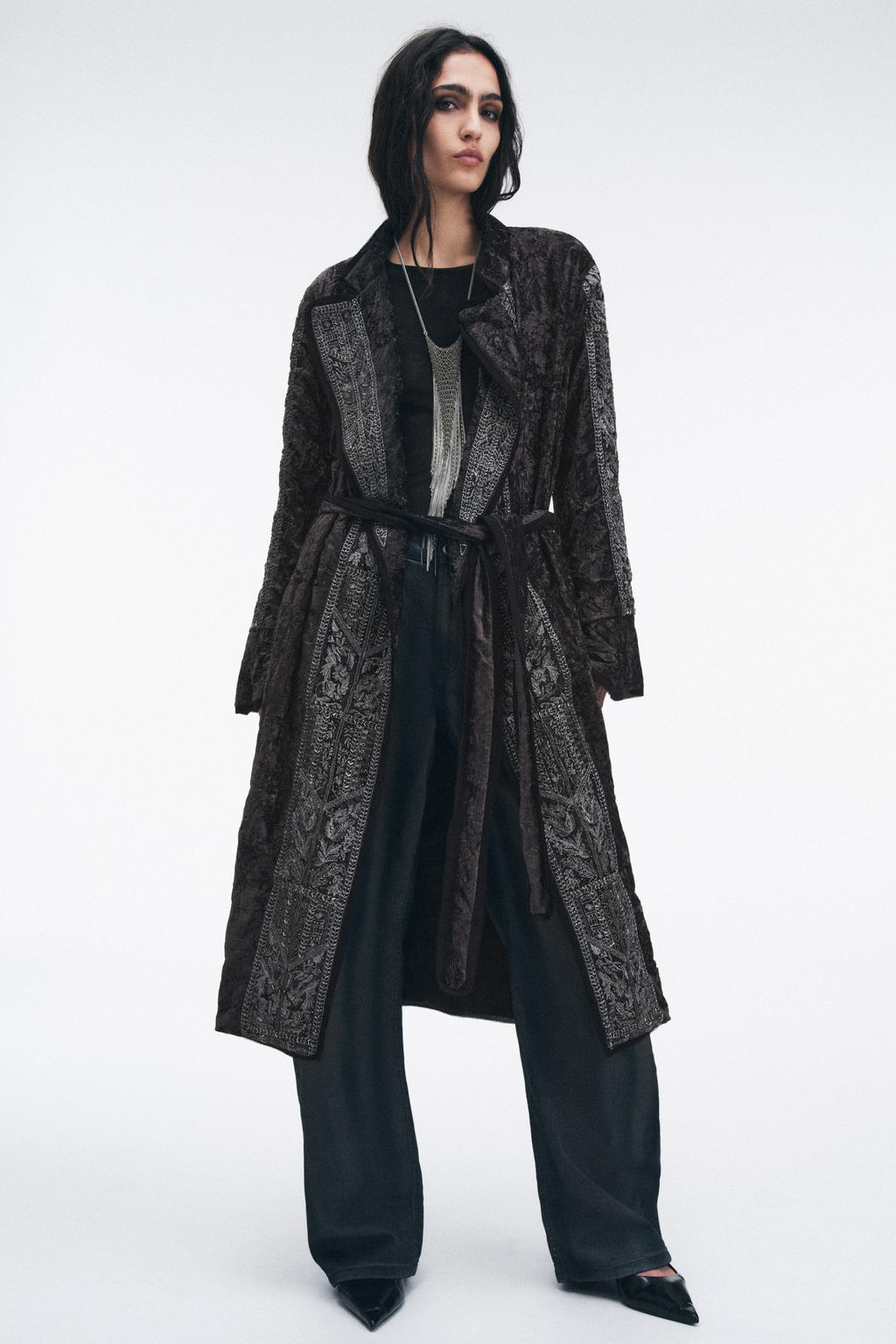 ZW COLLECTION LIMITED EDITION EMBROIDERED VELVET KIMONO - Zara фото 5