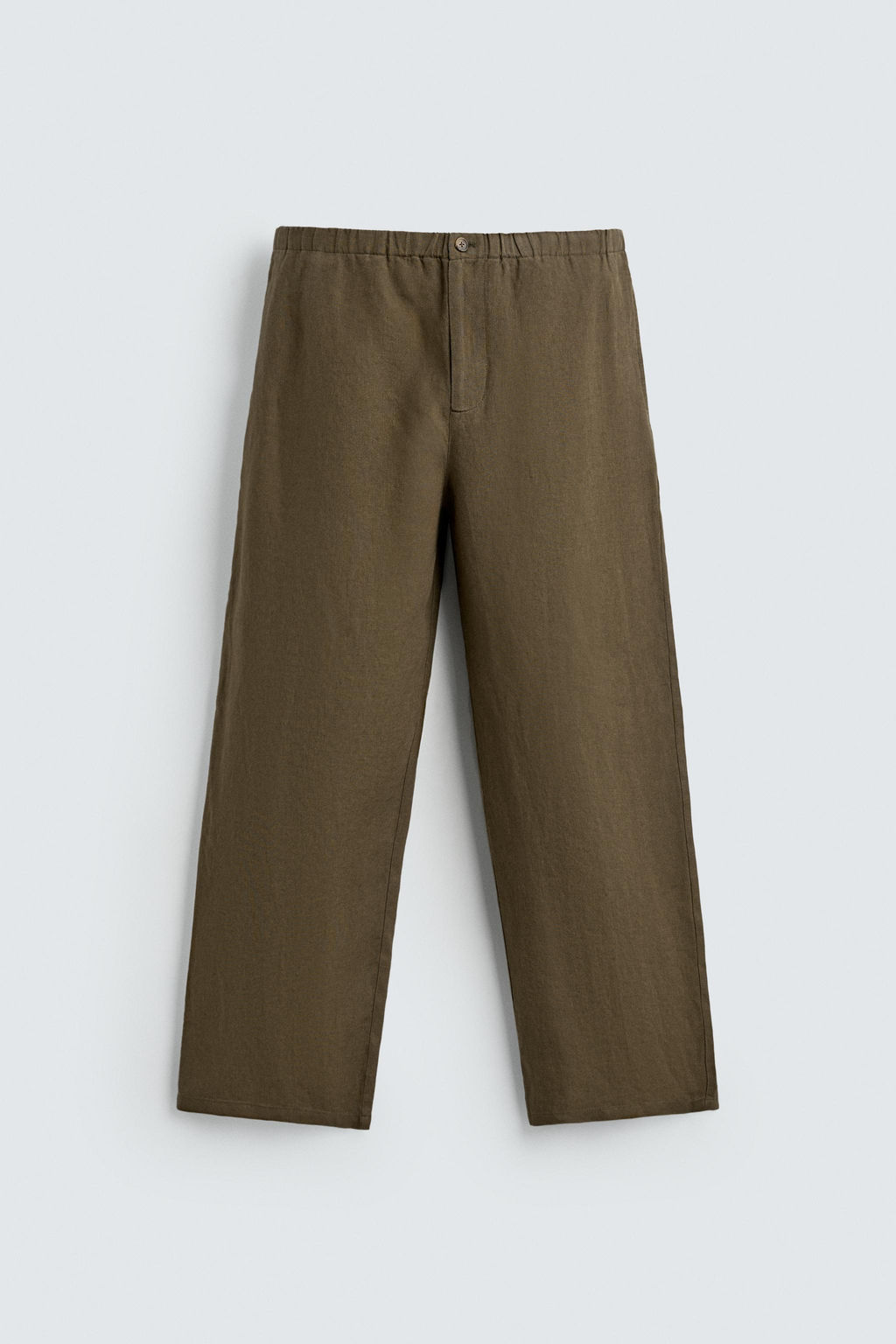 PANTAL?N RELAXED FIT 100% LINO / Khaki oscuro