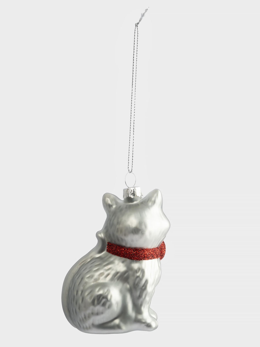 Игрушка елочная, 7х9 см, стекло, серебристая, Кошка, New year - Anna lafarg фото 3