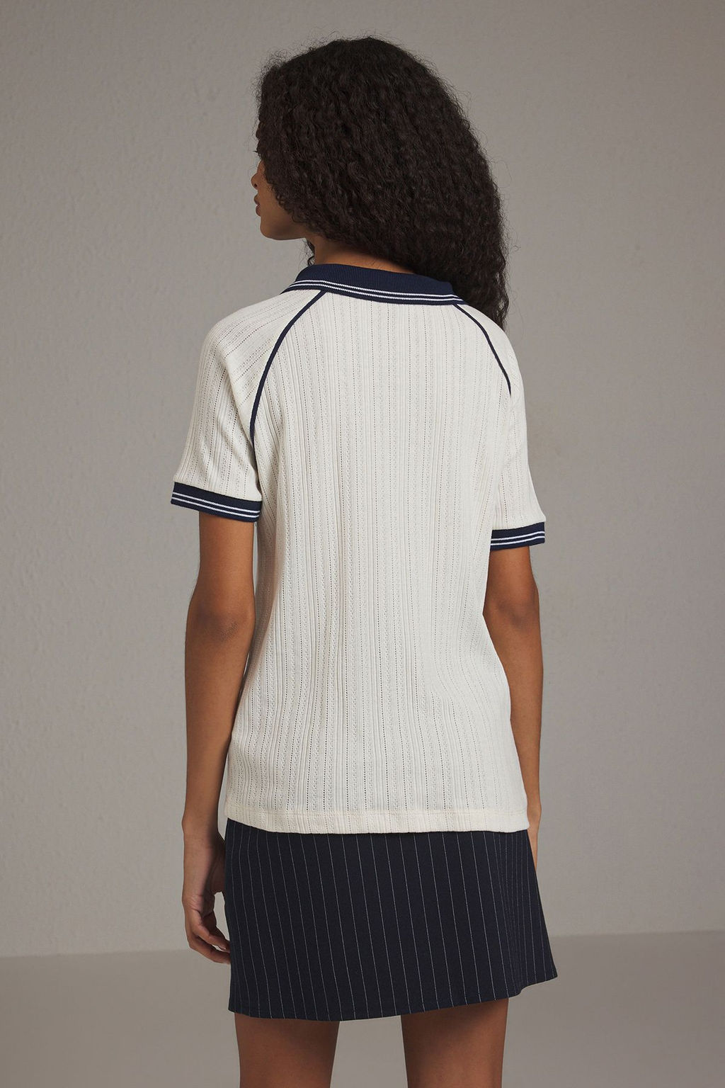 Ekru Regular/Normal Kal?p Polo Yaka Esnek Orme Bluz TWOSS25BZ00148 - Trendyolmilla фото 4