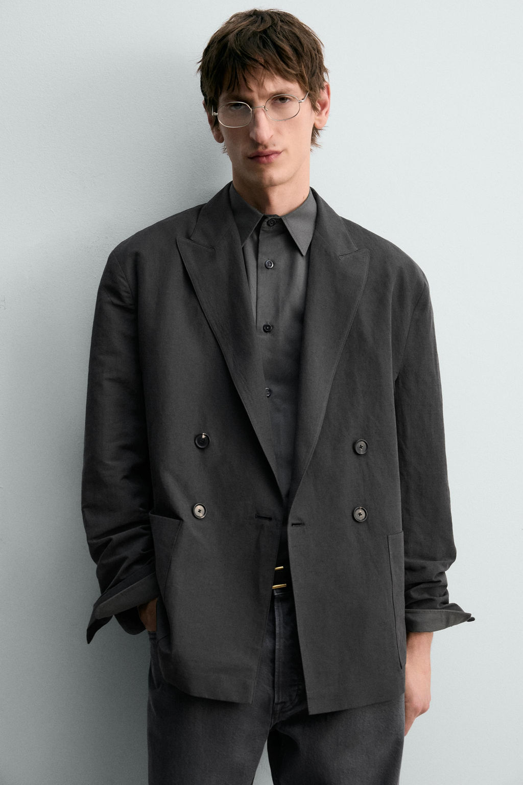 BLAZER CRUZADA ALGOD?N - LINO LIMITED EDITION / Gris antracita - Zara фото 5