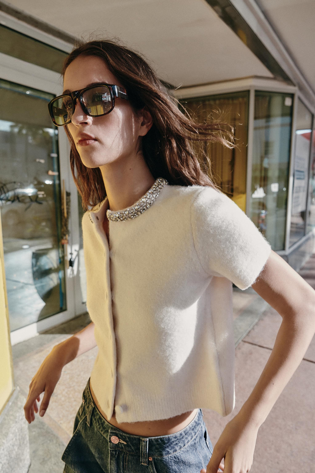 WOOL BLEND JACKET WITH JEWEL NECK - Zara фото 2