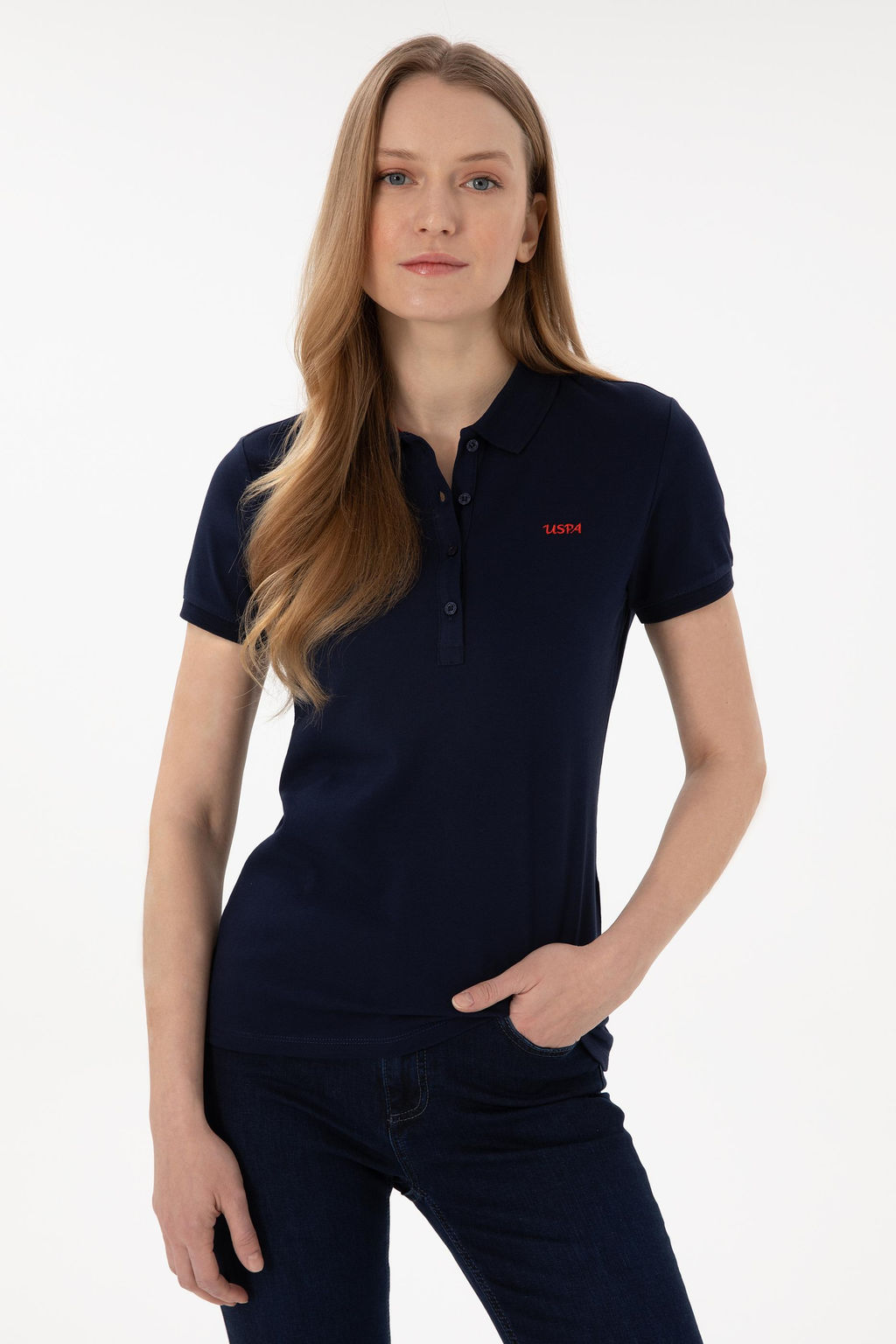 Kad_n Lacivert Basic Polo Yaka Ti__rt Sepette S_rpriz _ndirim