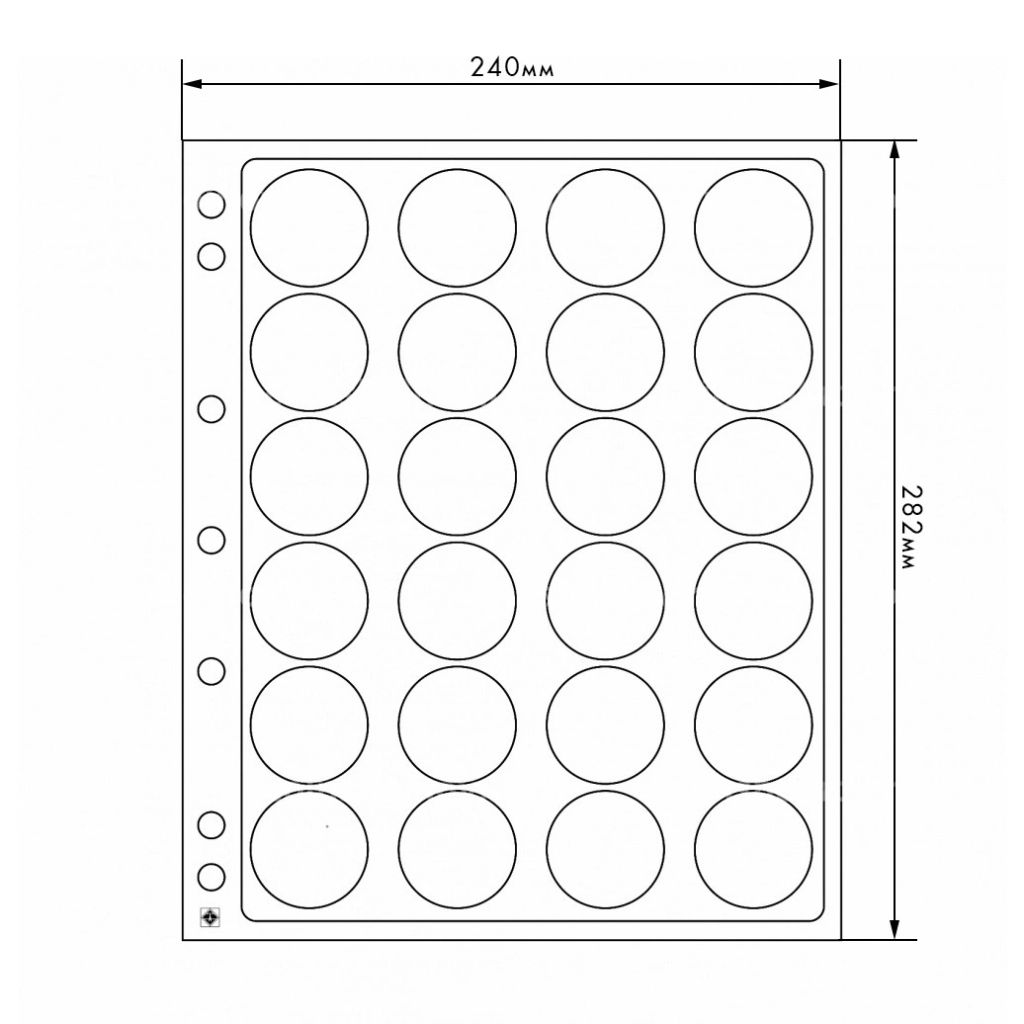 Листы ENCAP для 24 монет размером от 36 до 37 мм в капсулах (упаковка 2 штуки) LEUCHTTURM 343214