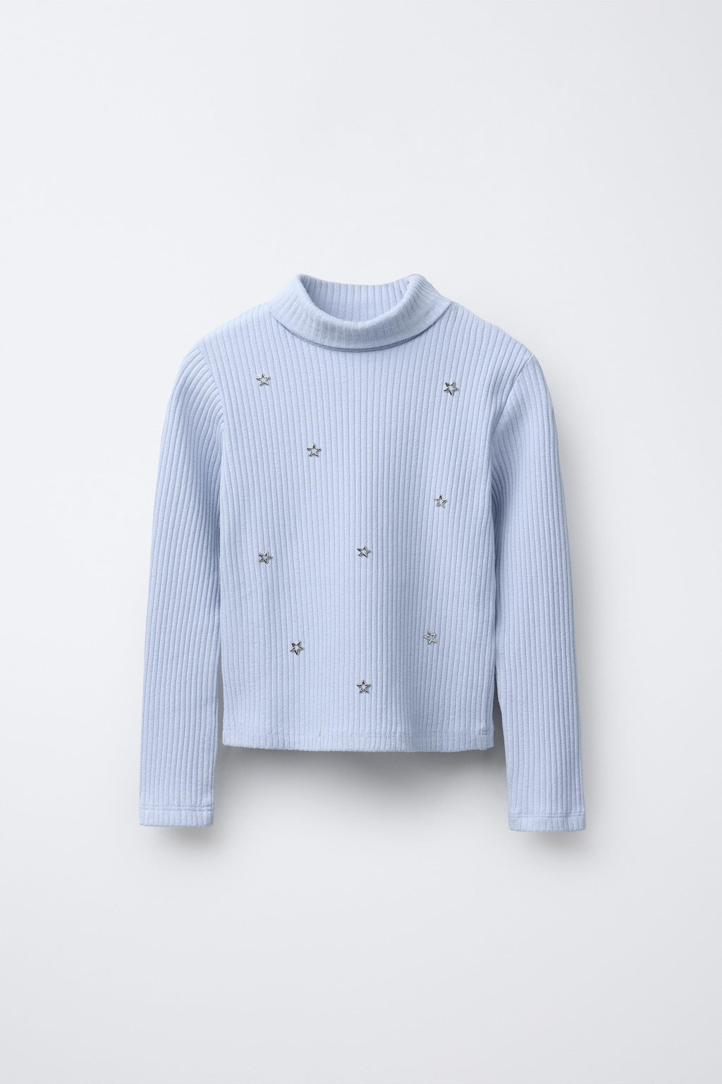 RIBBED TURTLENECK T-SHIRT WITH STUDS