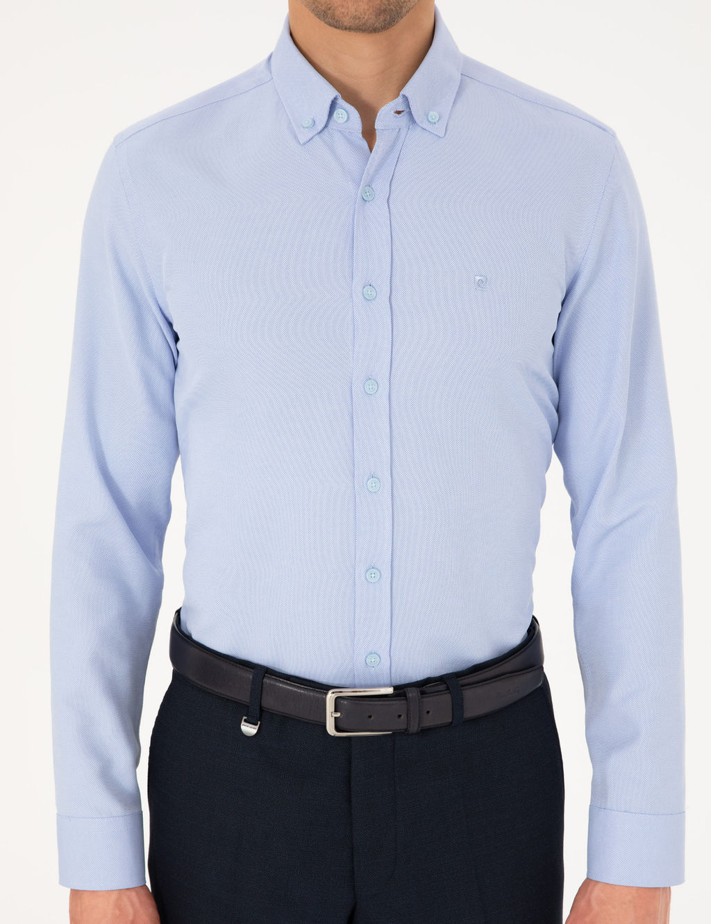A__k Mavi Slim Fit Uzun Kollu G_mlek