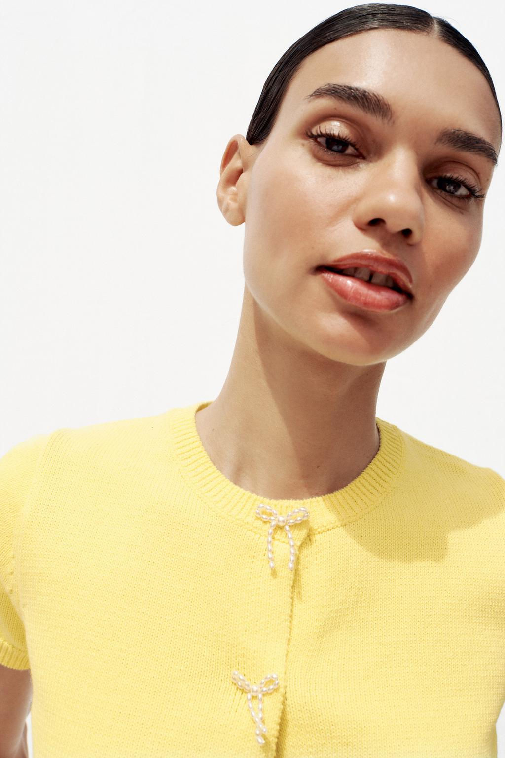 CARDIGAN WITH FAUX PEARL TIES - Zara фото 2