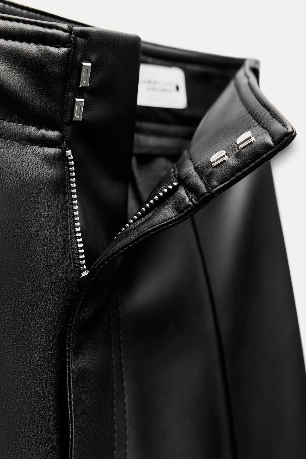 ZW COLLECTION LEATHER EFFECT WIDE LEG TROUSERS - Zara фото 10