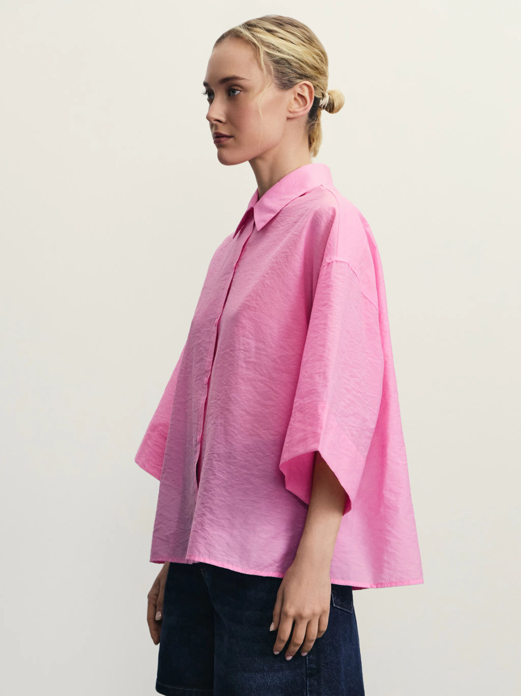 Рубашка укороченная из хлопка / Zarina  фото 4