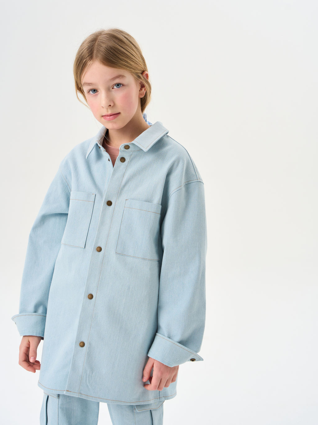 Рубашка джинсовая "Серо-голубой" 7+