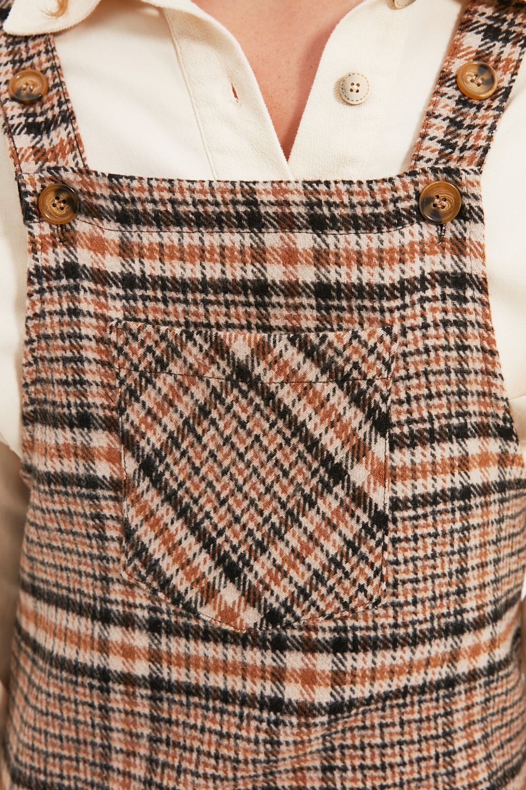TRENDYOLMILLA Ekru Mini Dokuma Ekose Desenli Jile Elbise TWOAW20EL0208  фото 4