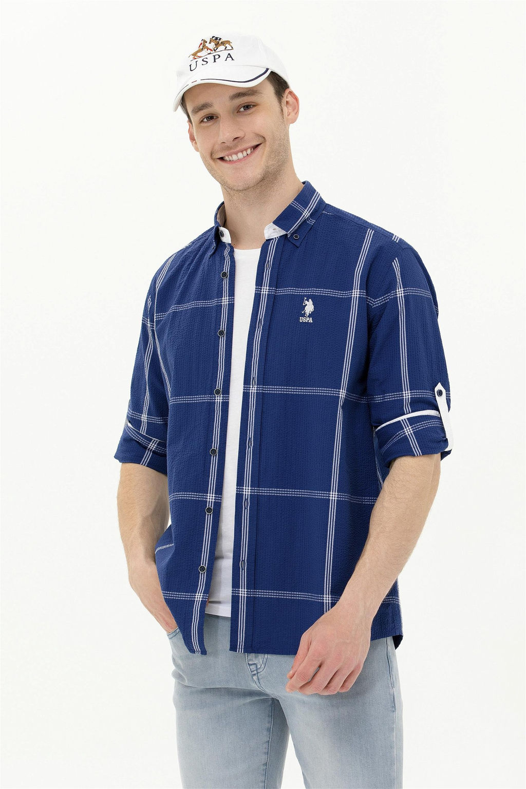 U. S. Polo Assn / Мужская темно-синяя рубашка с длинным рукавом - U.s. polo assn фото 8