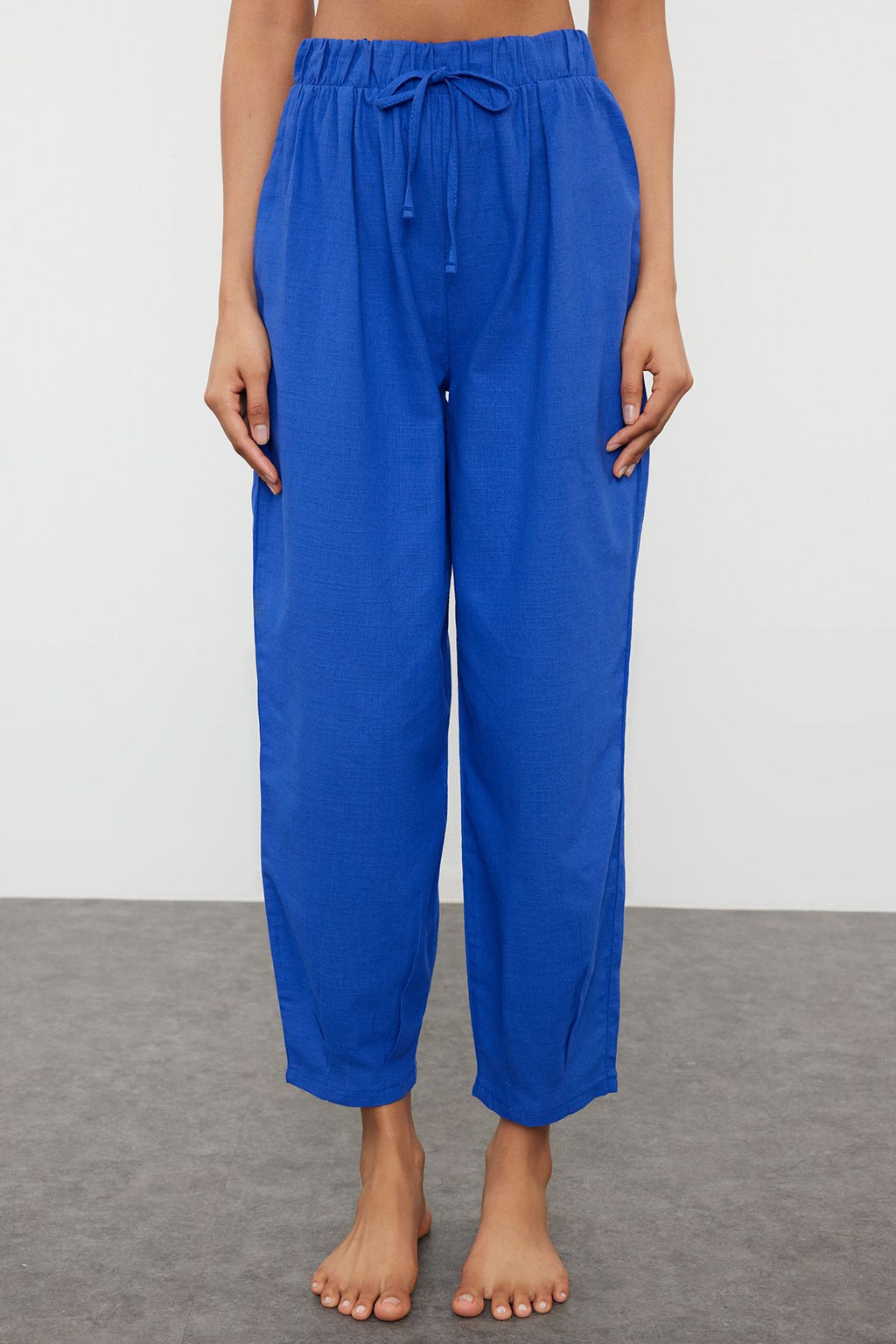 TRENDYOLMILLA Ekru Dokuma %100 Pamuklu Plaj Pantolon TBESS23PL00015  фото 3