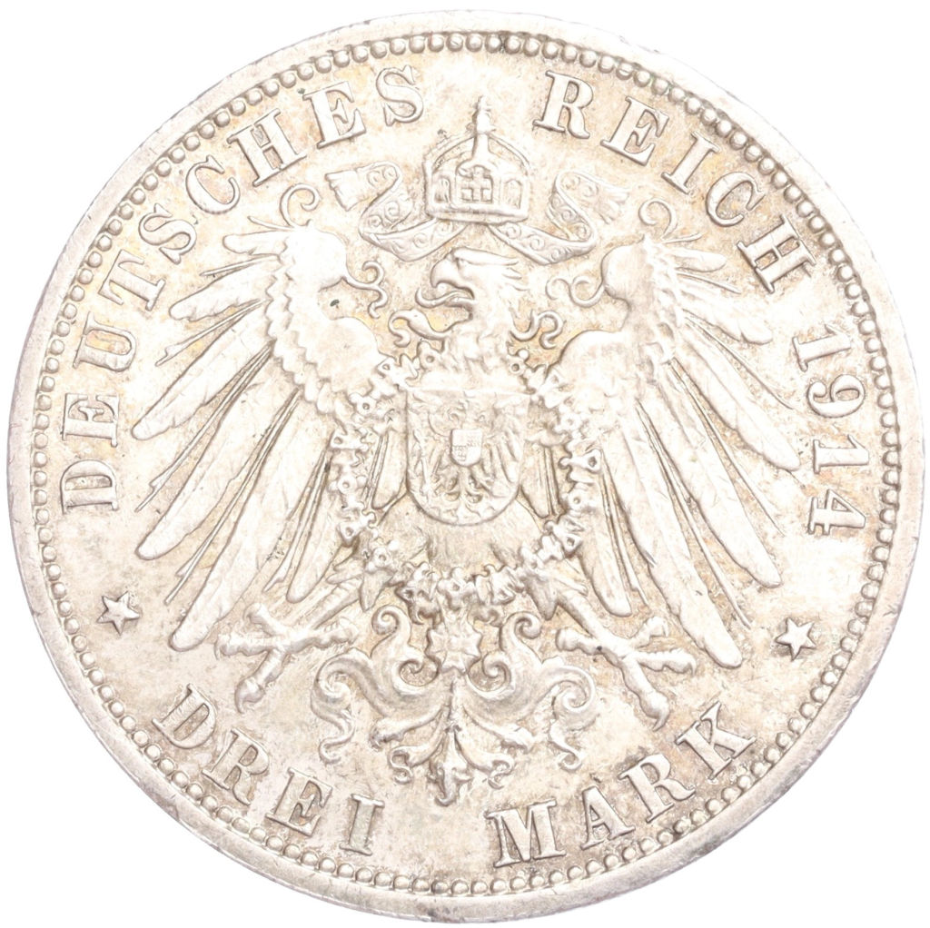 3 марки 1914 года Германия (Ангальт) 25 лет свадьбе Фридриха II и Марии Баденской