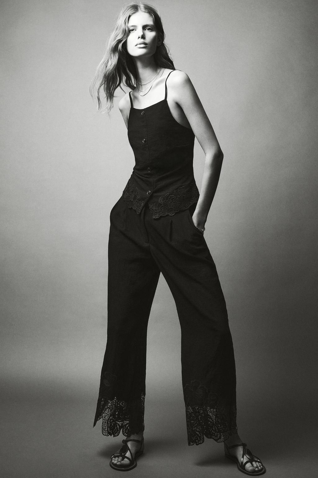 EMBROIDERED HEM CULOTTE TROUSERS