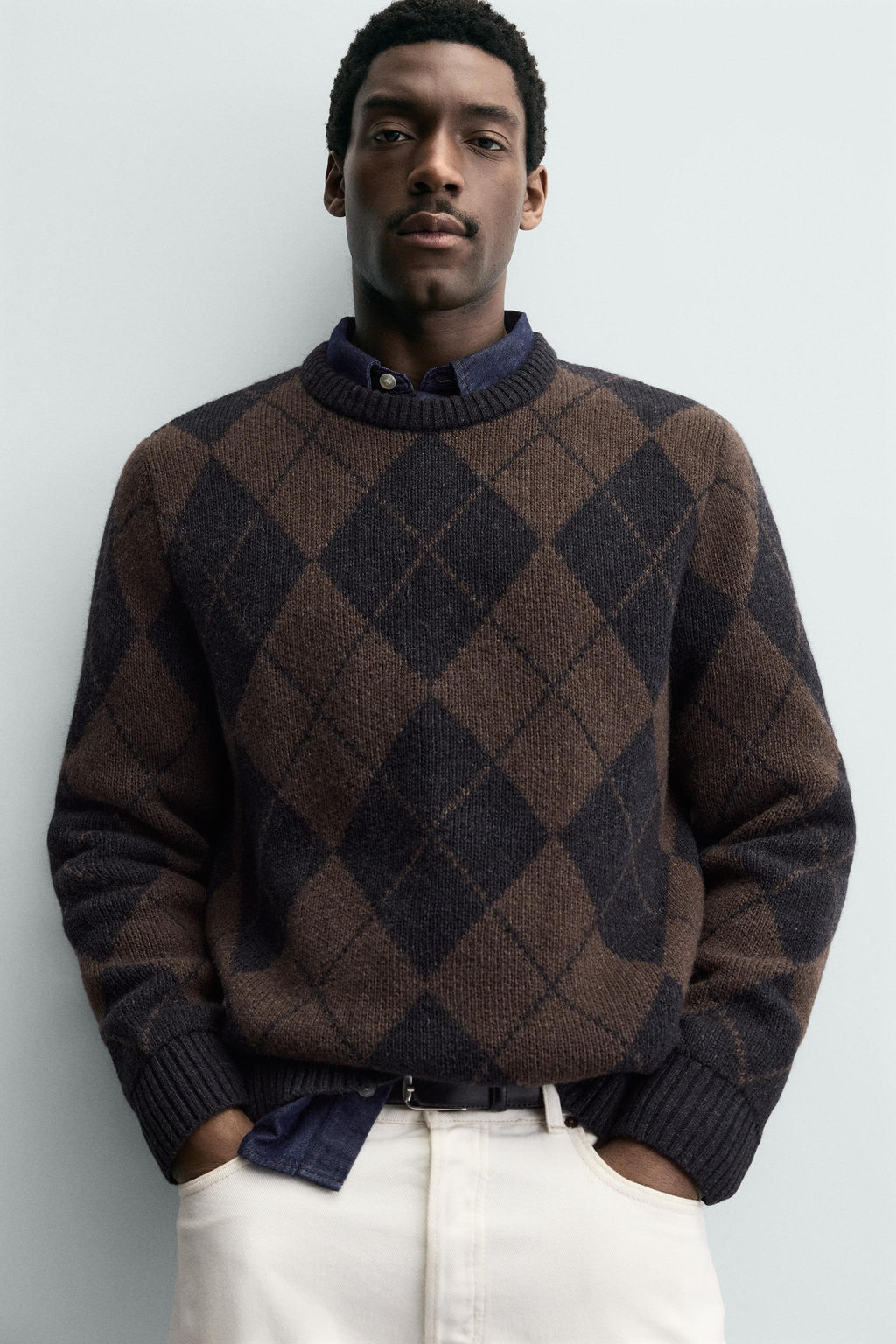 WOOL BLEND ARGYLE JACQUARD JUMPER
