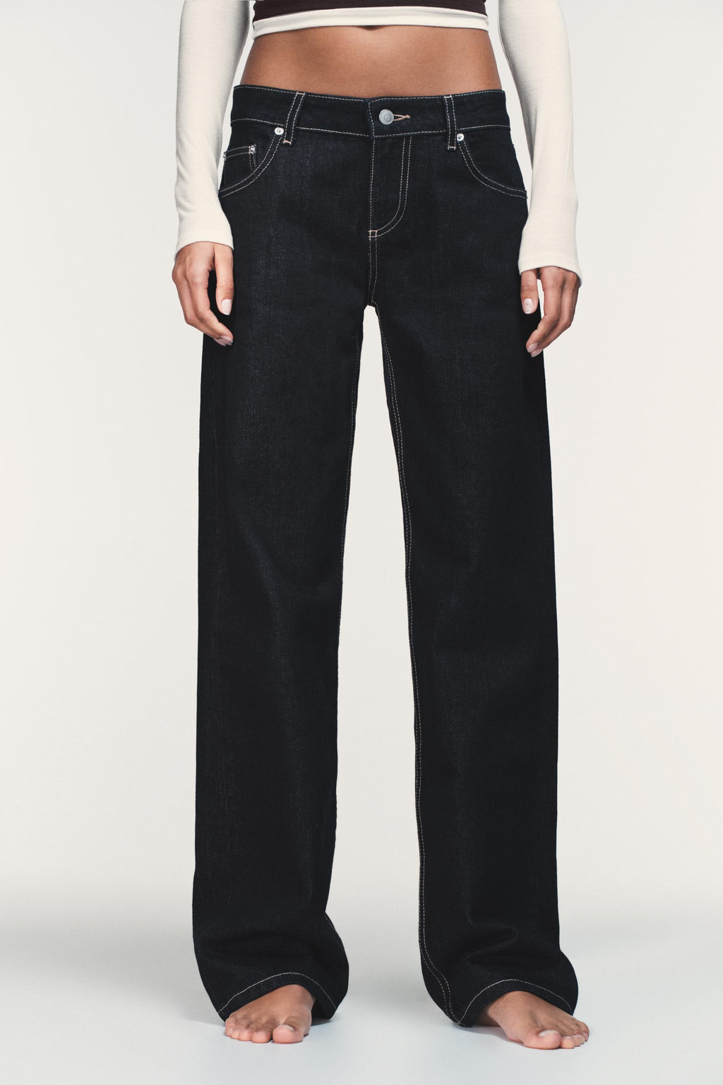 JEANS TRF WIDE LEG TIRO BAJO / Marino oscuro - Zara фото 3